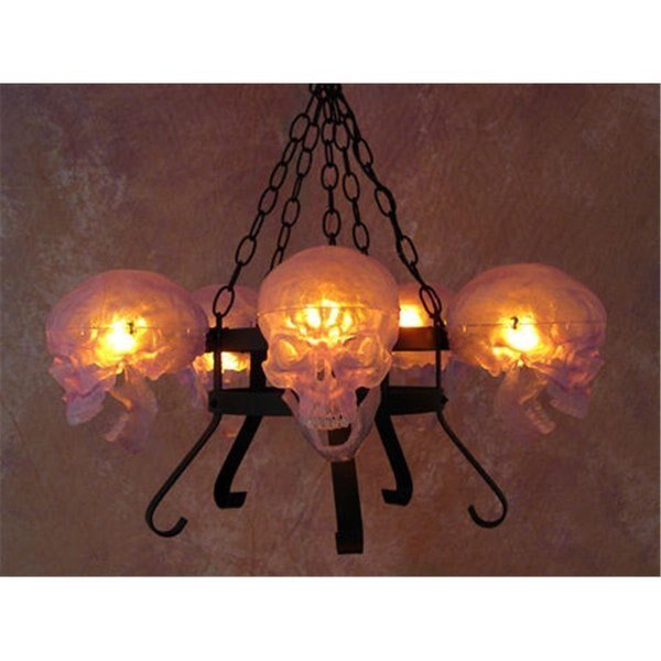 Chandelier Skull-Metal  5 Clear Skulls on Dual Metal Frame No Candle, Perfectpretend, Mfr#: PE1413083